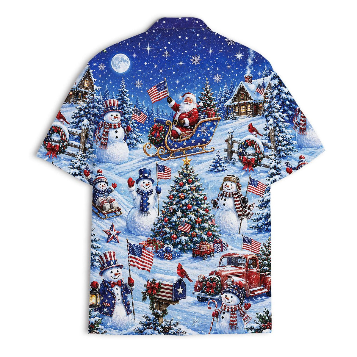 Patriotic Christmas USA Snowman Winter Holiday – Hawaiian Shirt