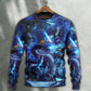 Blue Dragon Skull Fire Lightning Art – Sweater - Ugly Christmas Sweater