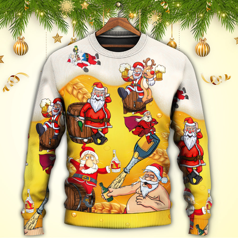 Christmas Santa Beer Holiday Fun Style – Sweater - Ugly Christmas Sweater