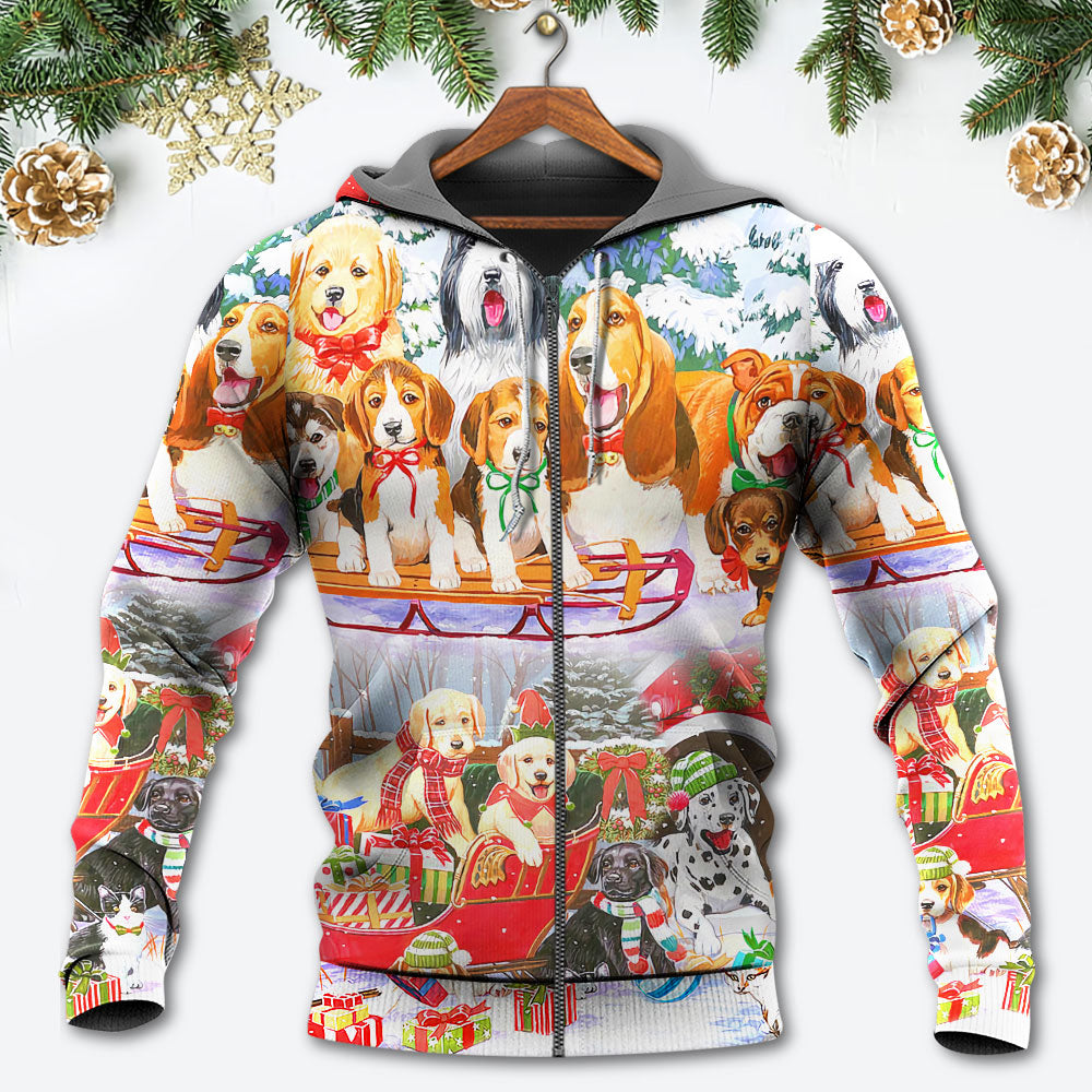 Dog Snowman Tree Merry Xmas - 3D Hoodie