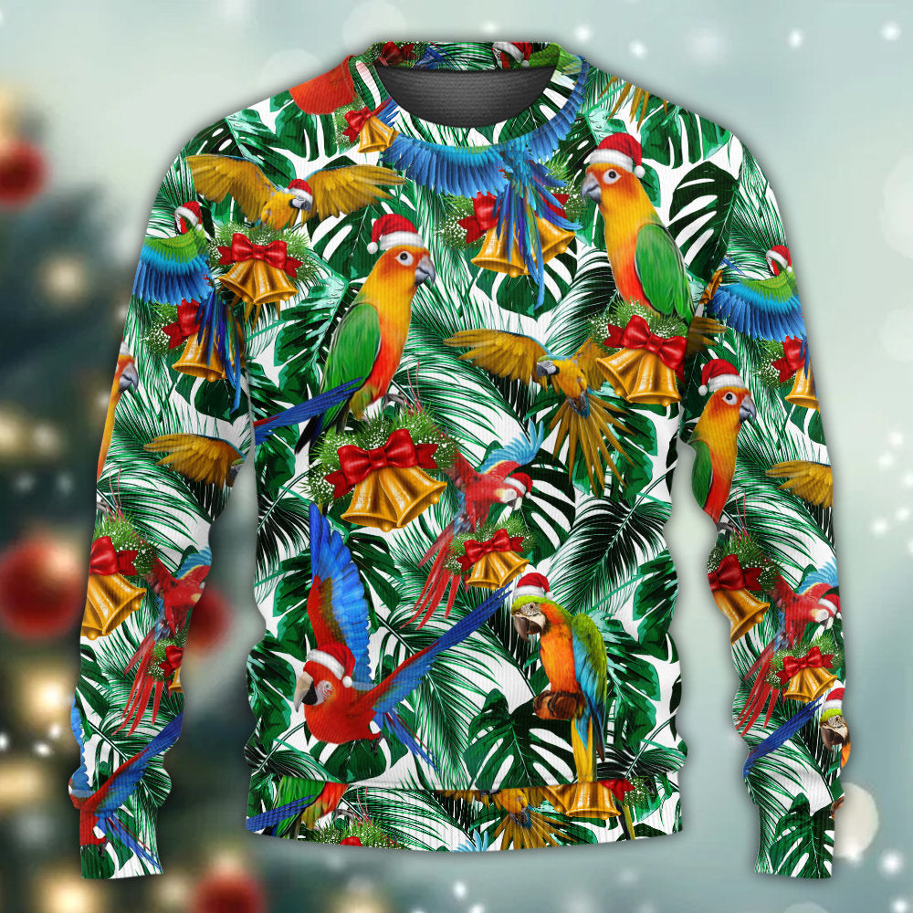 Parrot Love Xmas Tropical Leaf – Sweater - Ugly Christmas Sweater