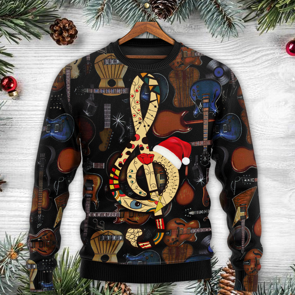 Christmas Guitar Happiness Santa Hat – Sweater - Ugly Christmas Sweater