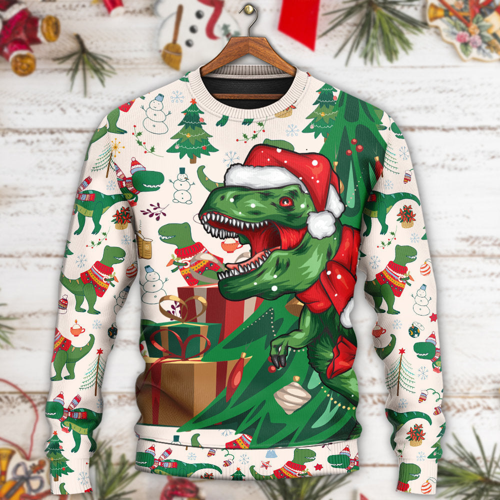 Christmas Dinosaurs Xmas Tree Merry Rexmas – Sweater - Ugly Christmas Sweater