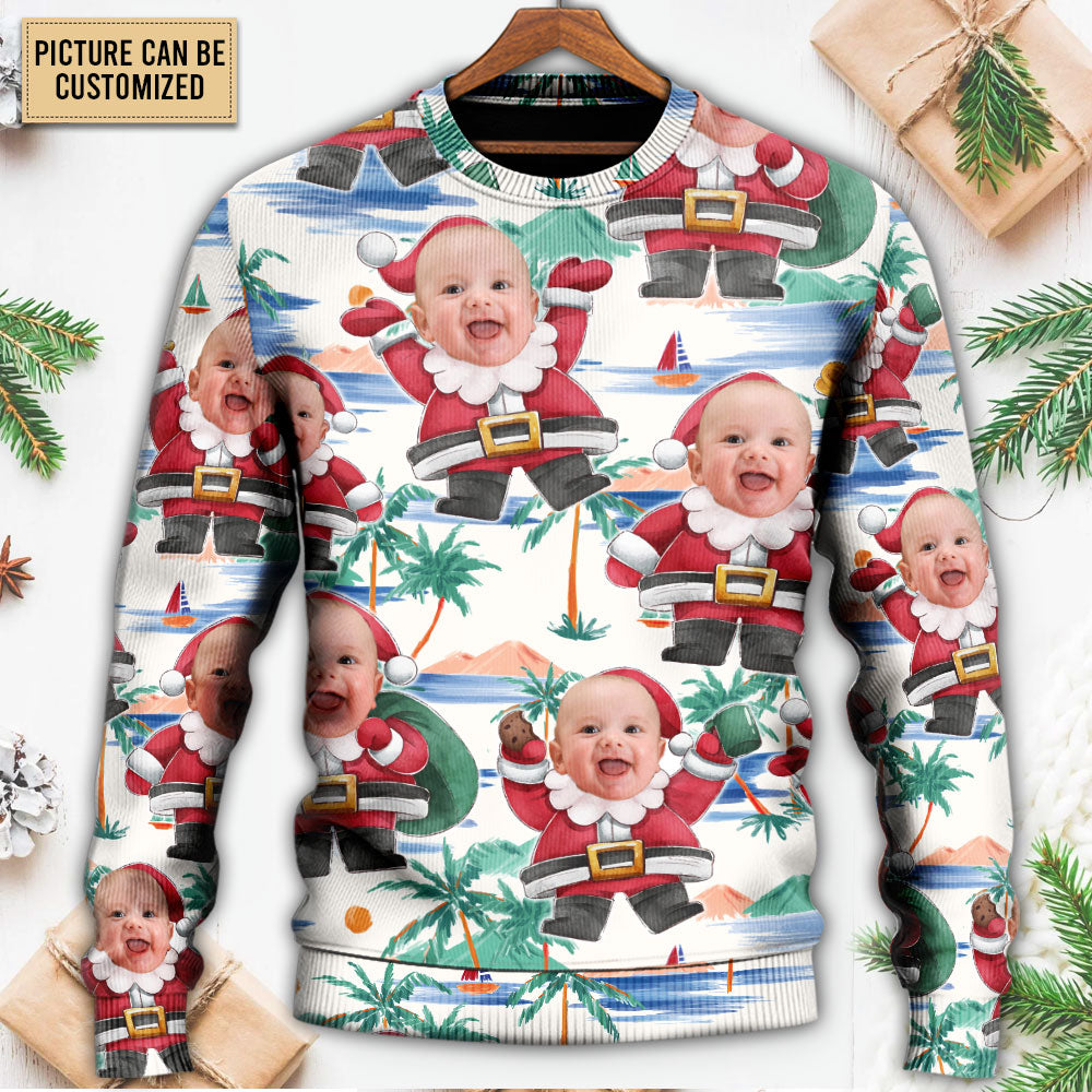 Christmas Santa Summer Beach Custom Style – Sweater - Ugly Christmas Sweater