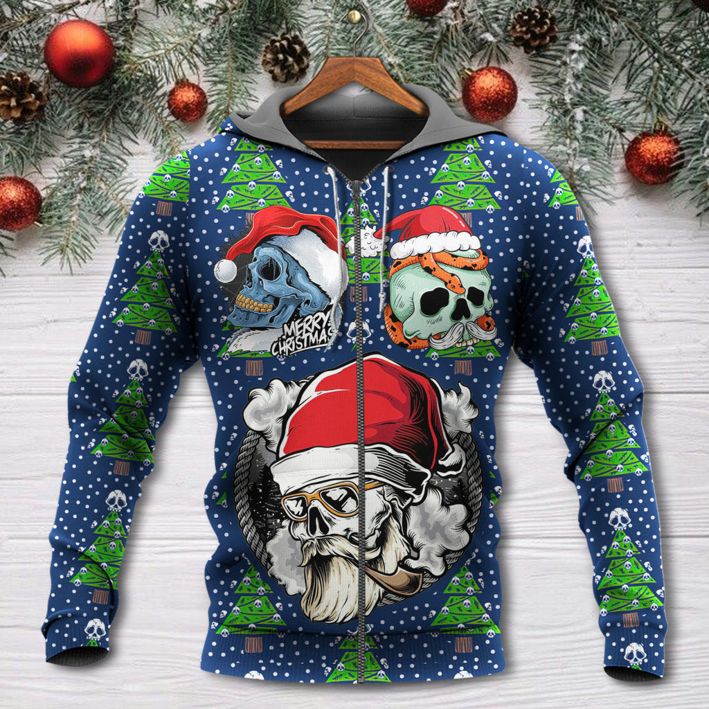 Christmas Skull Santa Hat Snow Style - 3D Hoodie
