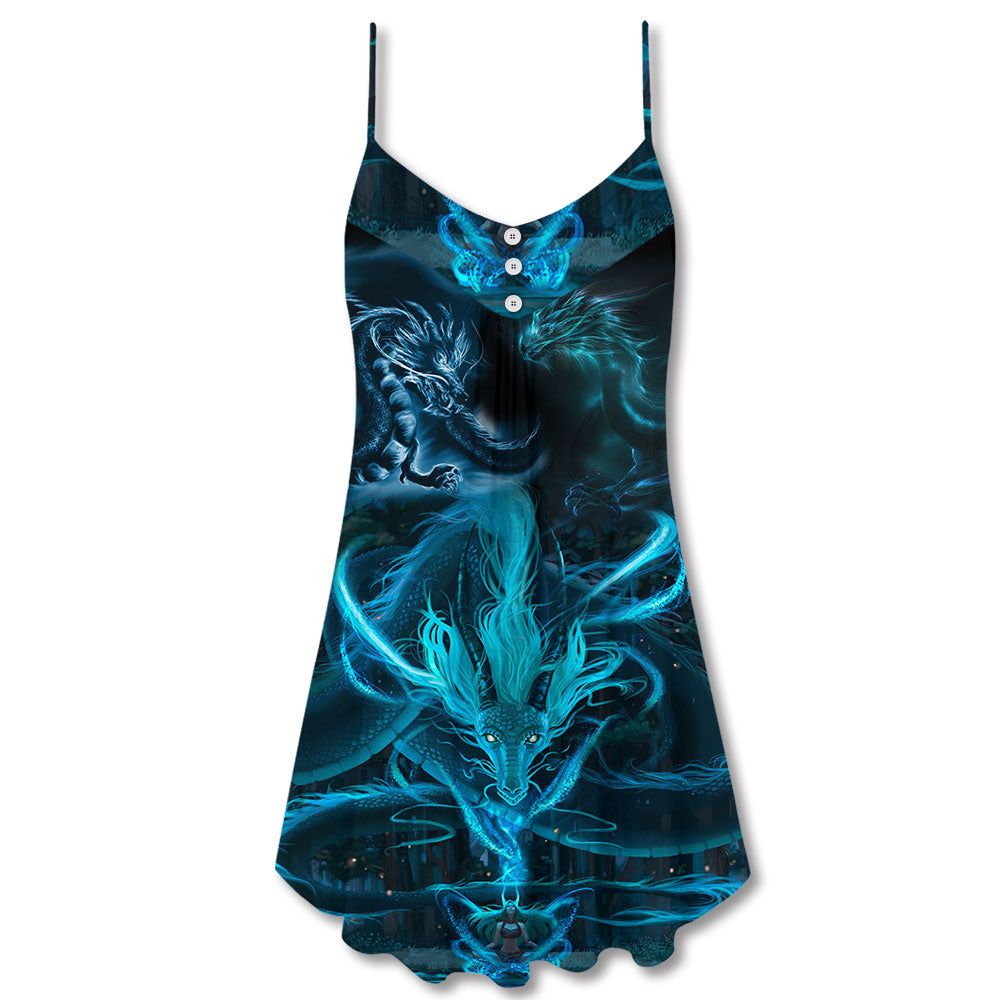 Blue Dragon Lightning Witch – Women's Summer Sleeveless V-Neck Camisole Dress