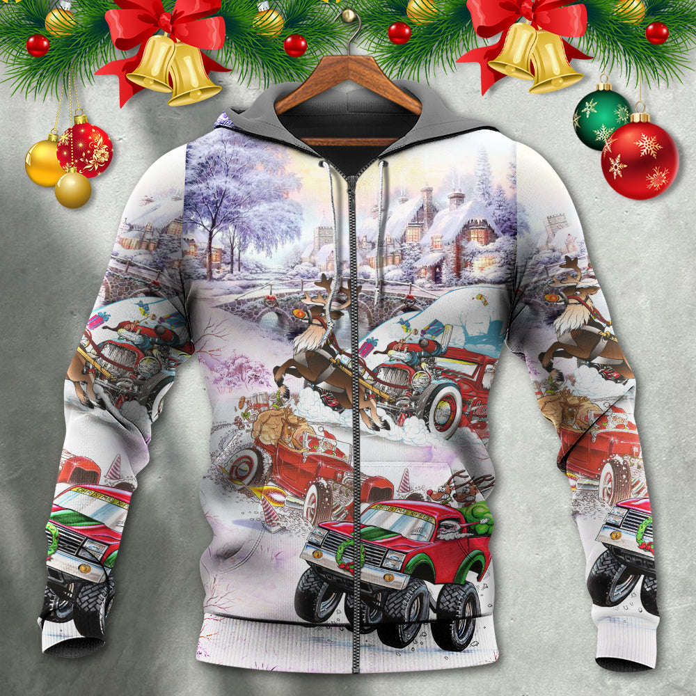 Christmas Car Run Xmas Ho Ho Ho - Hoodie