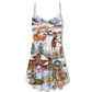 Christmas Love Horse And Farm - V-neck Sleeveless Cami Dress - Owls Matrix LTD