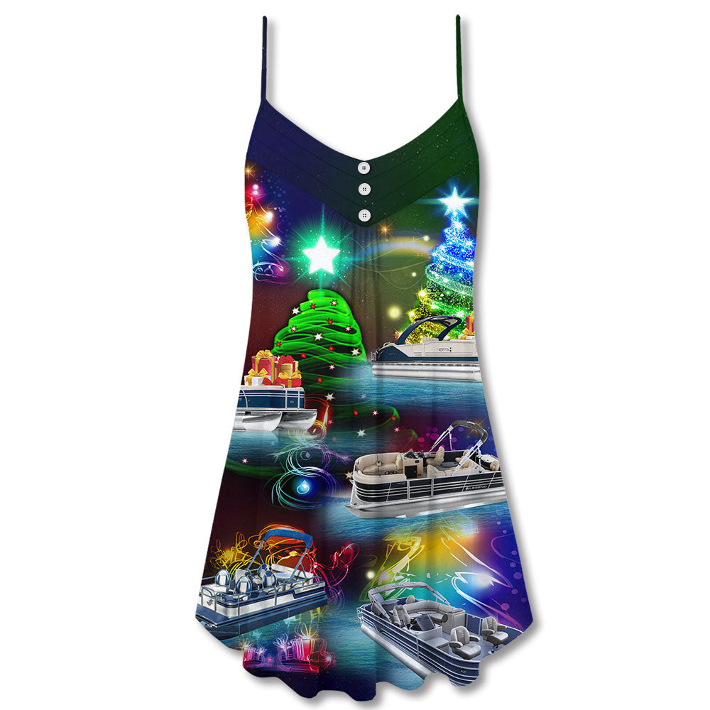Pontoon Neon Tree Merry Christmas – Women's Summer Sleeveless V-Neck Camisole Dress
