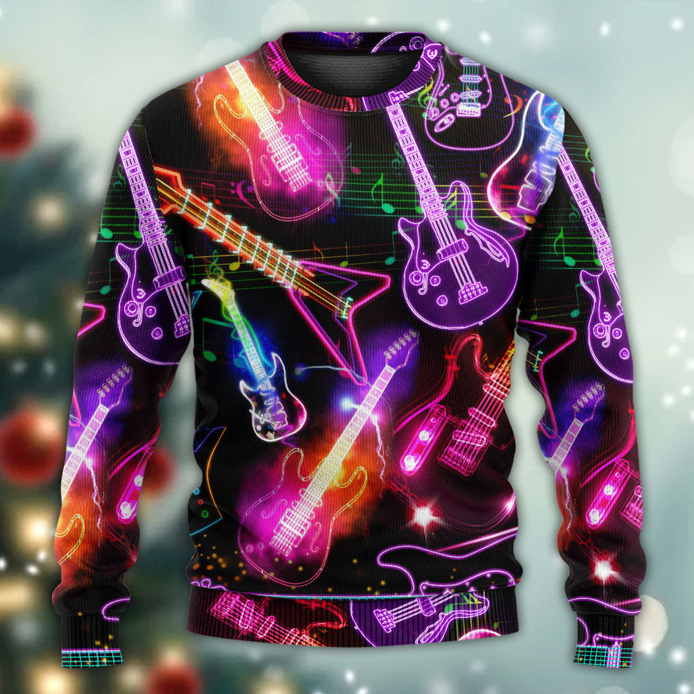 Guitar Neon Amazing Christmas – Sweater - Ugly Christmas Sweater
