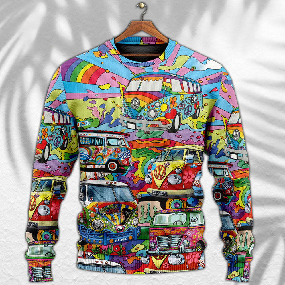 Hippie Van Colorful Peace Art – Sweater - Ugly Christmas Sweater