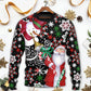 Christmas Snowy Day With Santa And Snowman – Sweater - Ugly Christmas Sweater