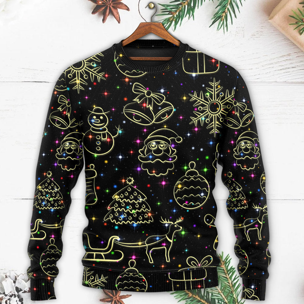 Christmas Neon Light Starry Night Art – Sweater - Ugly Christmas Sweater