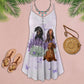 Purple Flower Dachshund Love – Women's Summer Sleeveless V-Neck Camisole Dress