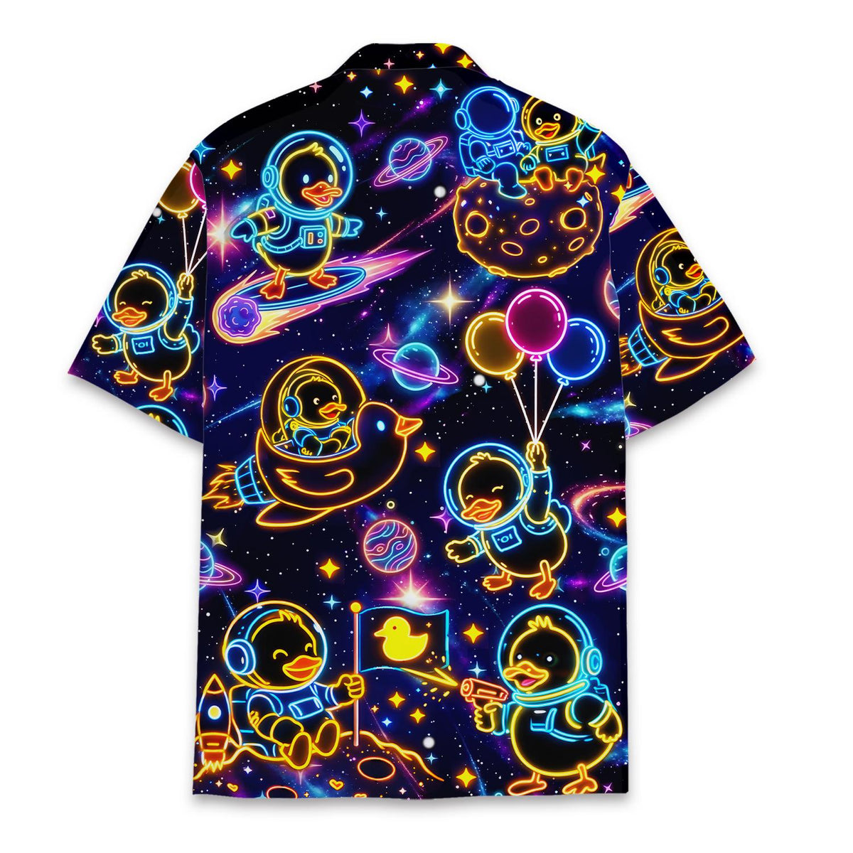 Neon Astronaut Duck Psychedelic Space – Hawaiian Shirt