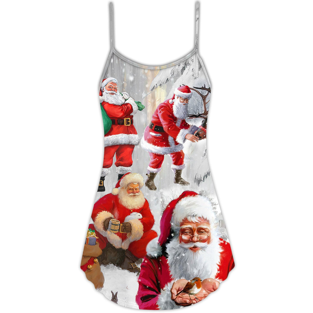 Funny Santa Story Art – Women's Summer Sleeveless V-Neck Camisole Dress