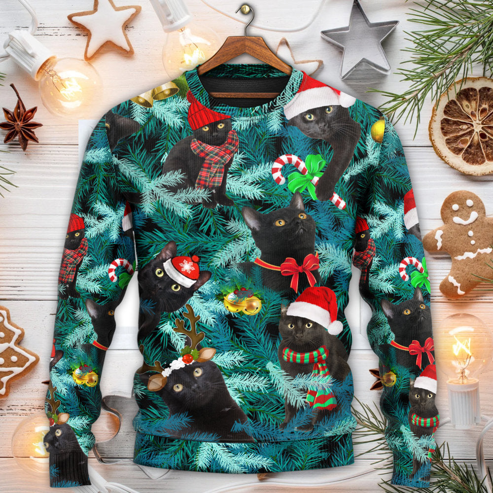 Christmas Black Cat Jolly Holiday Style – Sweater - Ugly Christmas Sweater