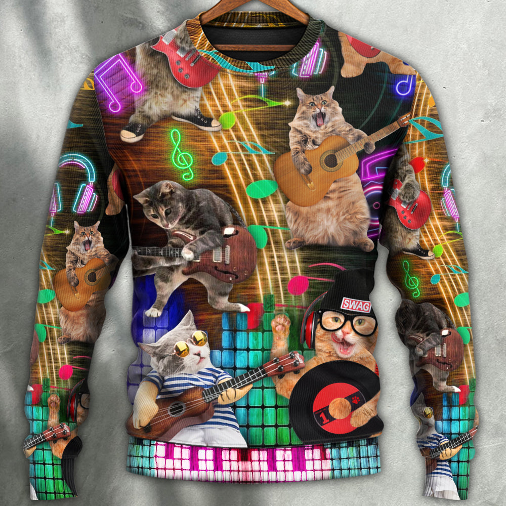 Lovely Cat Rocker Music Style – Sweater - Ugly Christmas Sweater