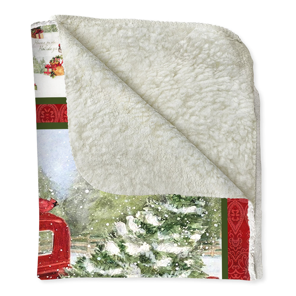 Cardinal Red Truck Christmas Flannel Blanket For Cozy Home Lounging And Gifting