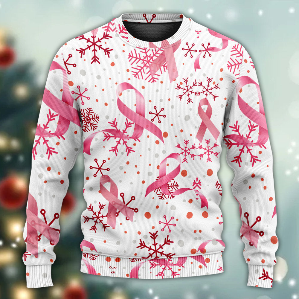 Breast Cancer Pink Ribbon Merry Christmas – Sweater - Ugly Christmas Sweater