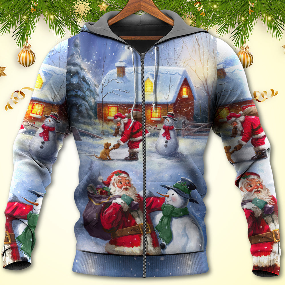Christmas Santa Love Snowman Village Gift - Hoodie