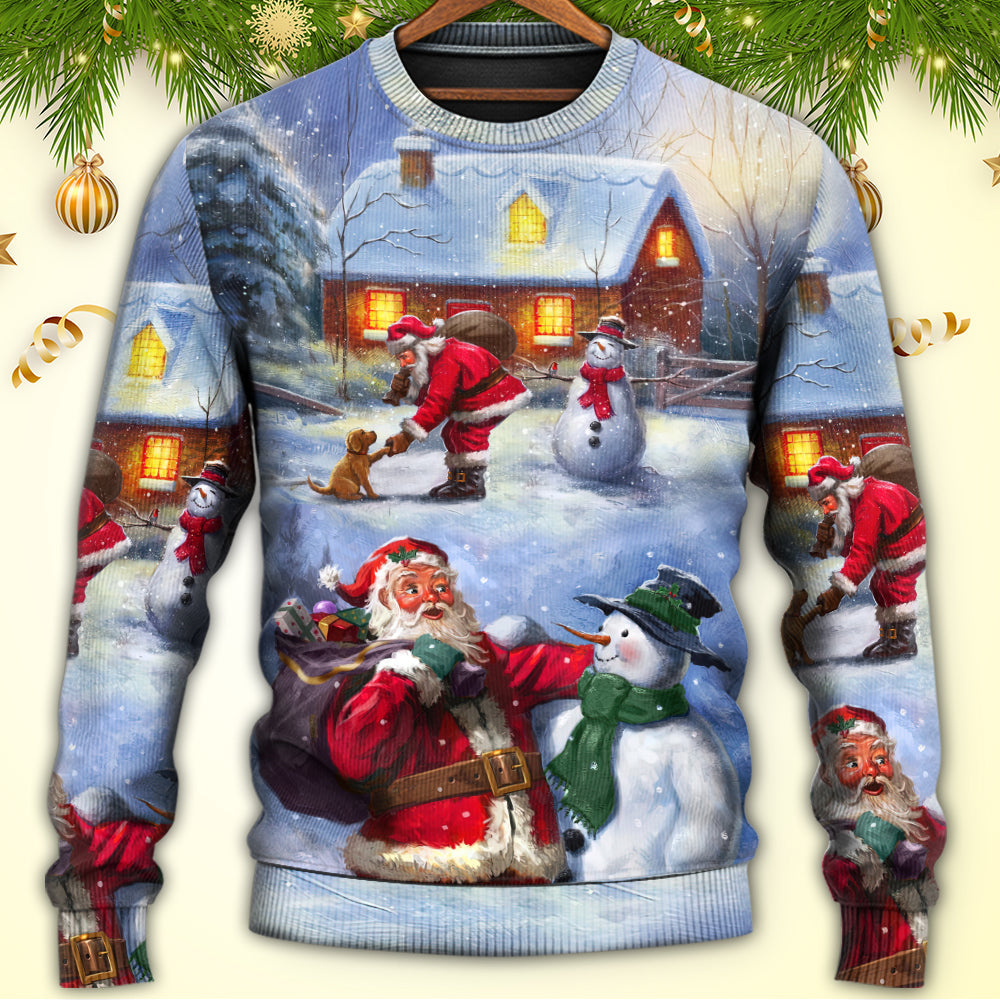 Christmas Santa Love Snowman Village – Sweater - Ugly Christmas Sweater