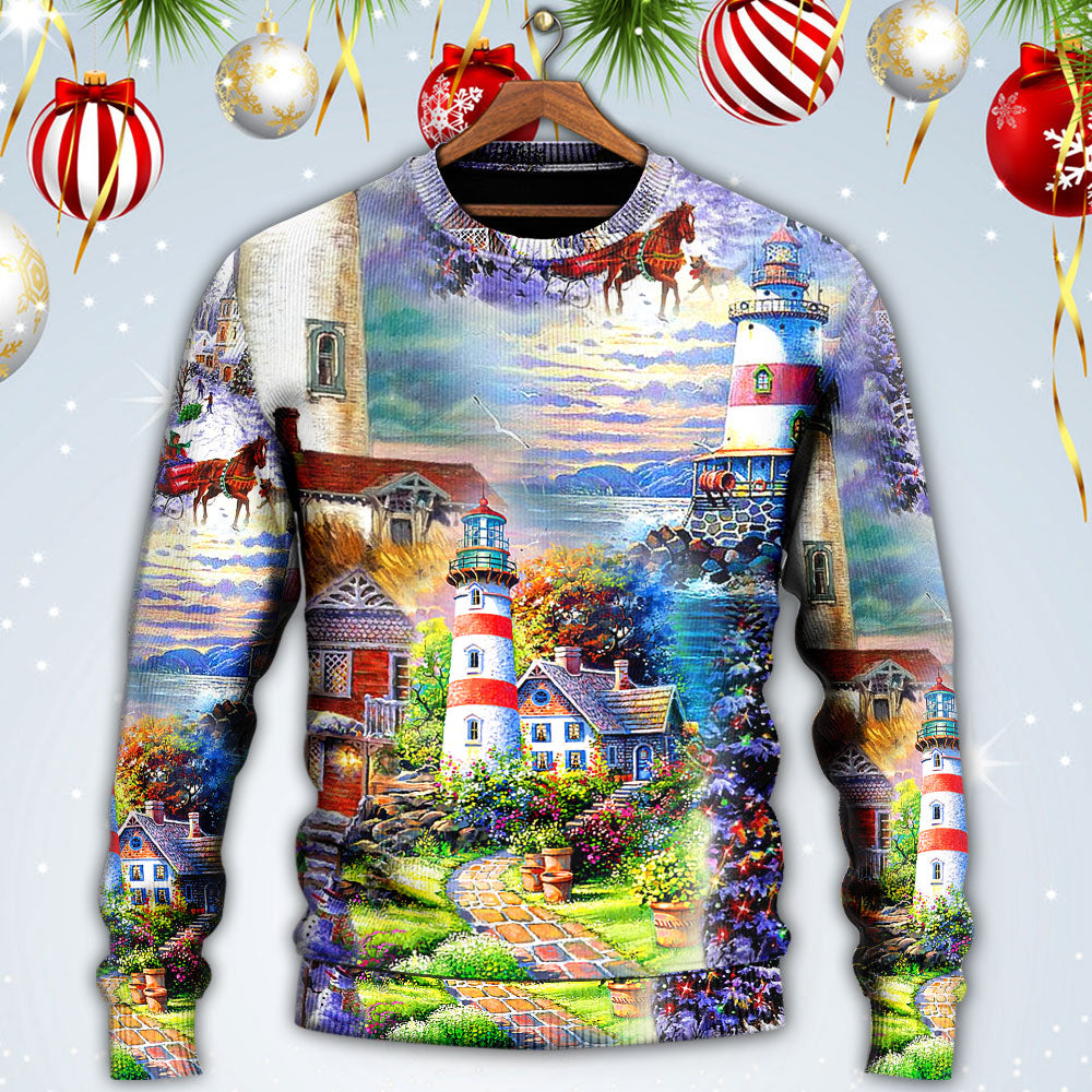 Lighthouse Christmas Santa Be A Light – Sweater - Ugly Christmas Sweater