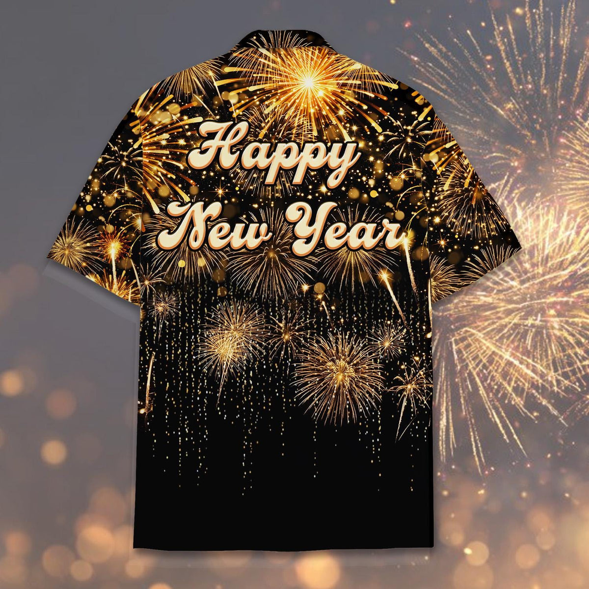 Happy New Year Colorful Fireworks Countdown Party – Hawaiian Shirt