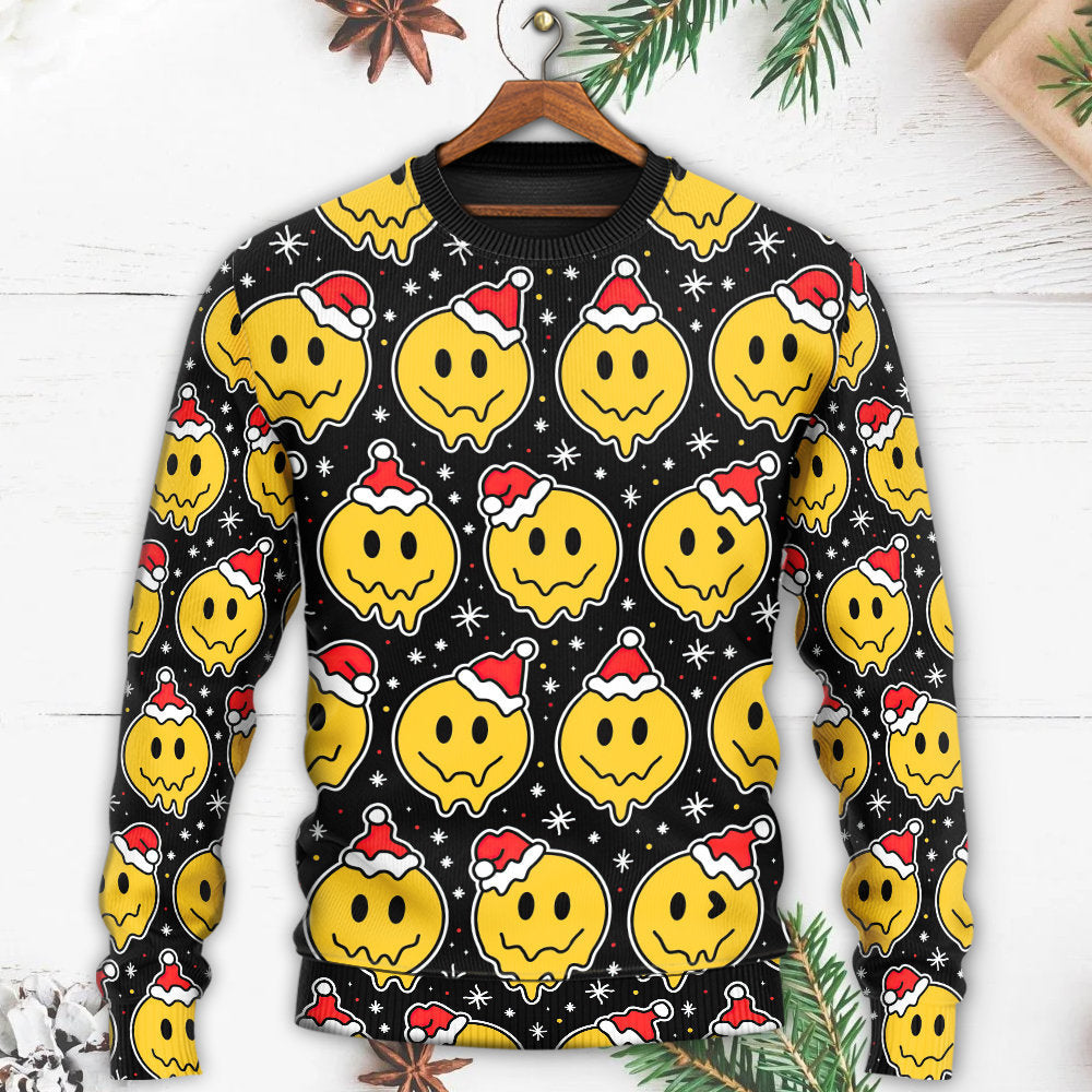 Christmas Smile Happy Face Santa Hat – Sweater - Ugly Christmas Sweater