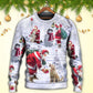 Christmas Santa Chilling With Friends Art – Sweater - Ugly Christmas Sweater
