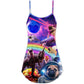Pug Galaxy Rainbow Fun Style – Women's Summer Sleeveless V-Neck Camisole Dress