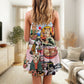 Samurai Cat With Ramen – Women's Summer Sleeveless V-Neck Camisole Dress