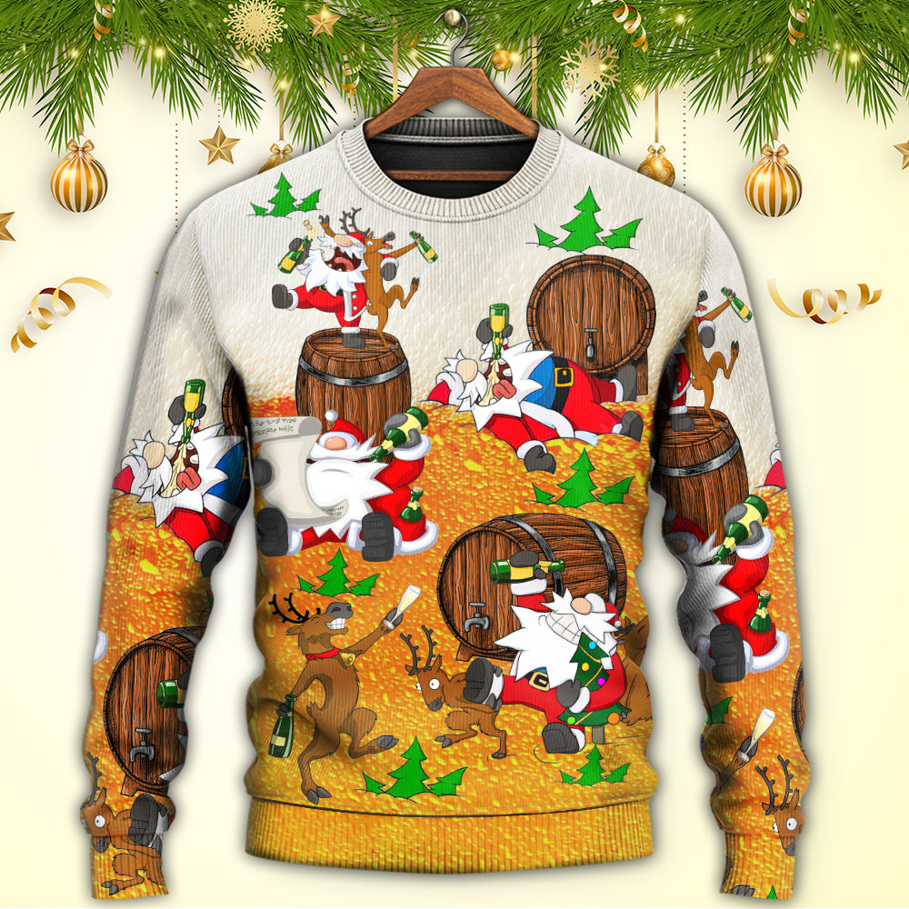 Christmas Santa Drunk Beer Funny Happy Holiday Style – Sweater - Ugly Christmas Sweater