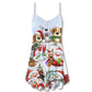 Santa And Snowman Happy Together – Women's Summer Sleeveless V-Neck Camisole Dress
