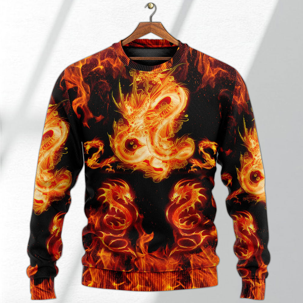 Dragon Fireball Fantasy Madness Art – Sweater - Ugly Christmas Sweater