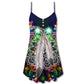Christmas Feather Mandala Neon Holiday – Women's Summer Sleeveless V-Neck Camisole Dress