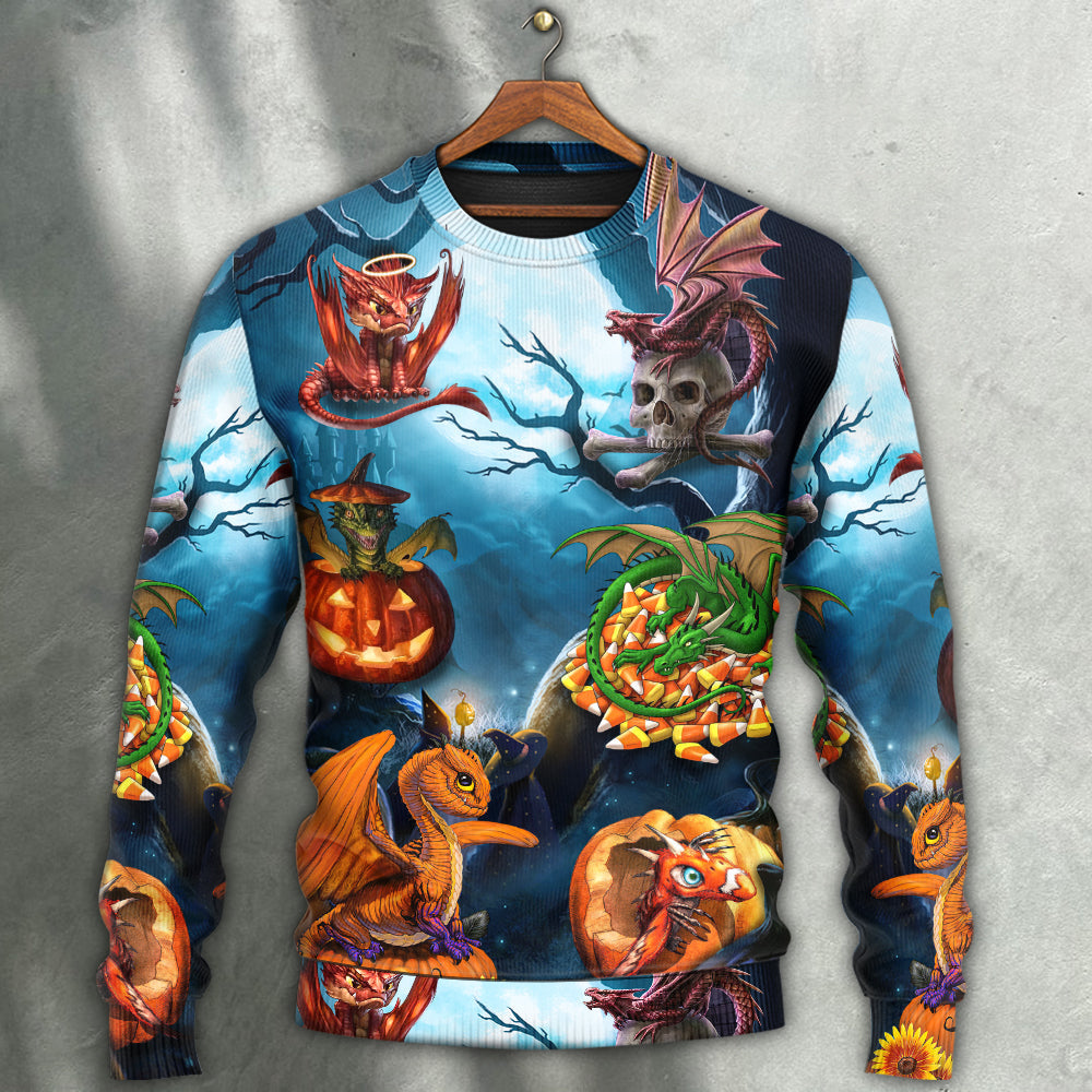 Halloween Dragon Pumpkin Night Art – Sweater - Ugly Christmas Sweater
