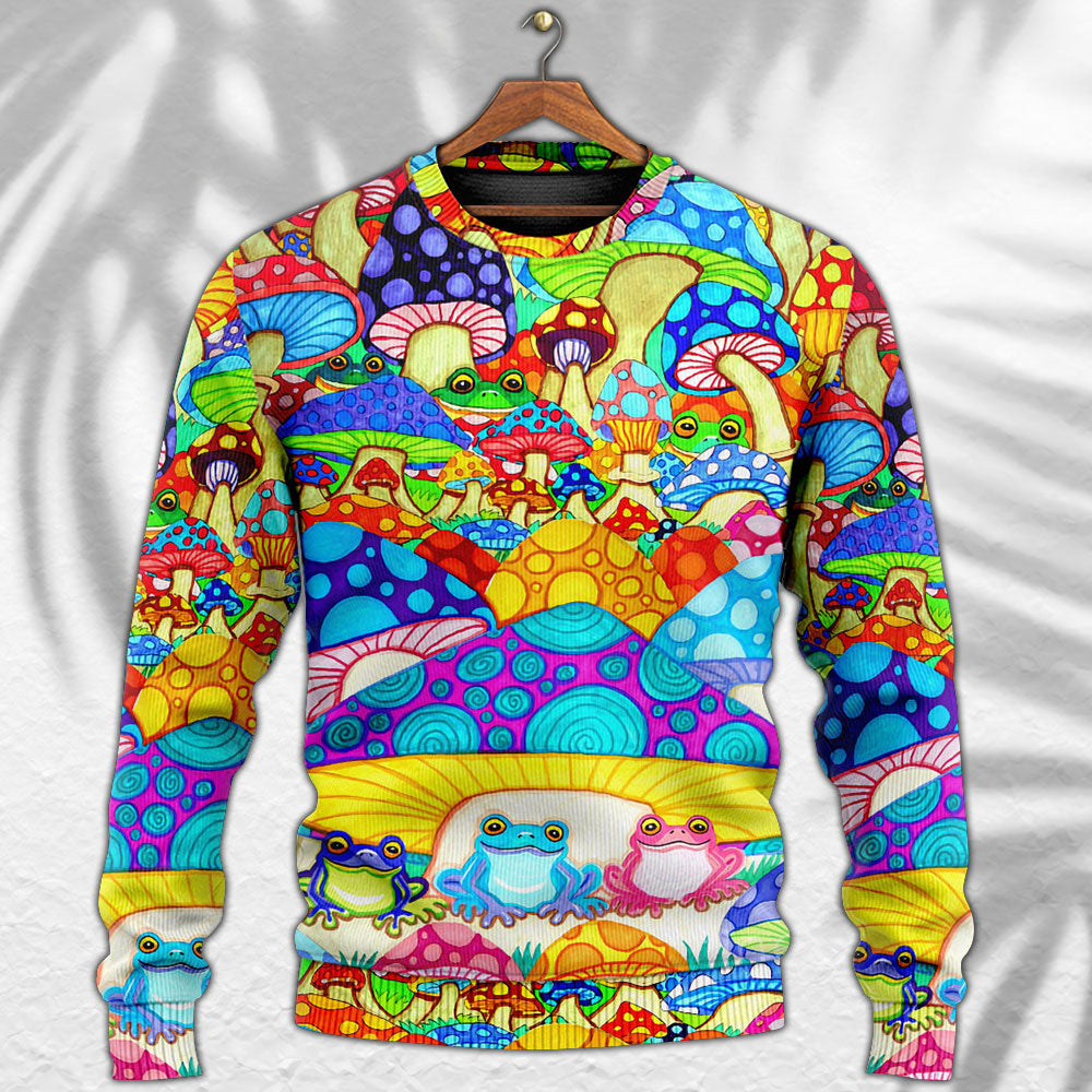 Hippie Frog Mushroom Peace Art – Sweater - Ugly Christmas Sweater