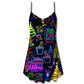 Christmas Wine Neon Party – Women's Summer Sleeveless V-Neck Camisole Dress