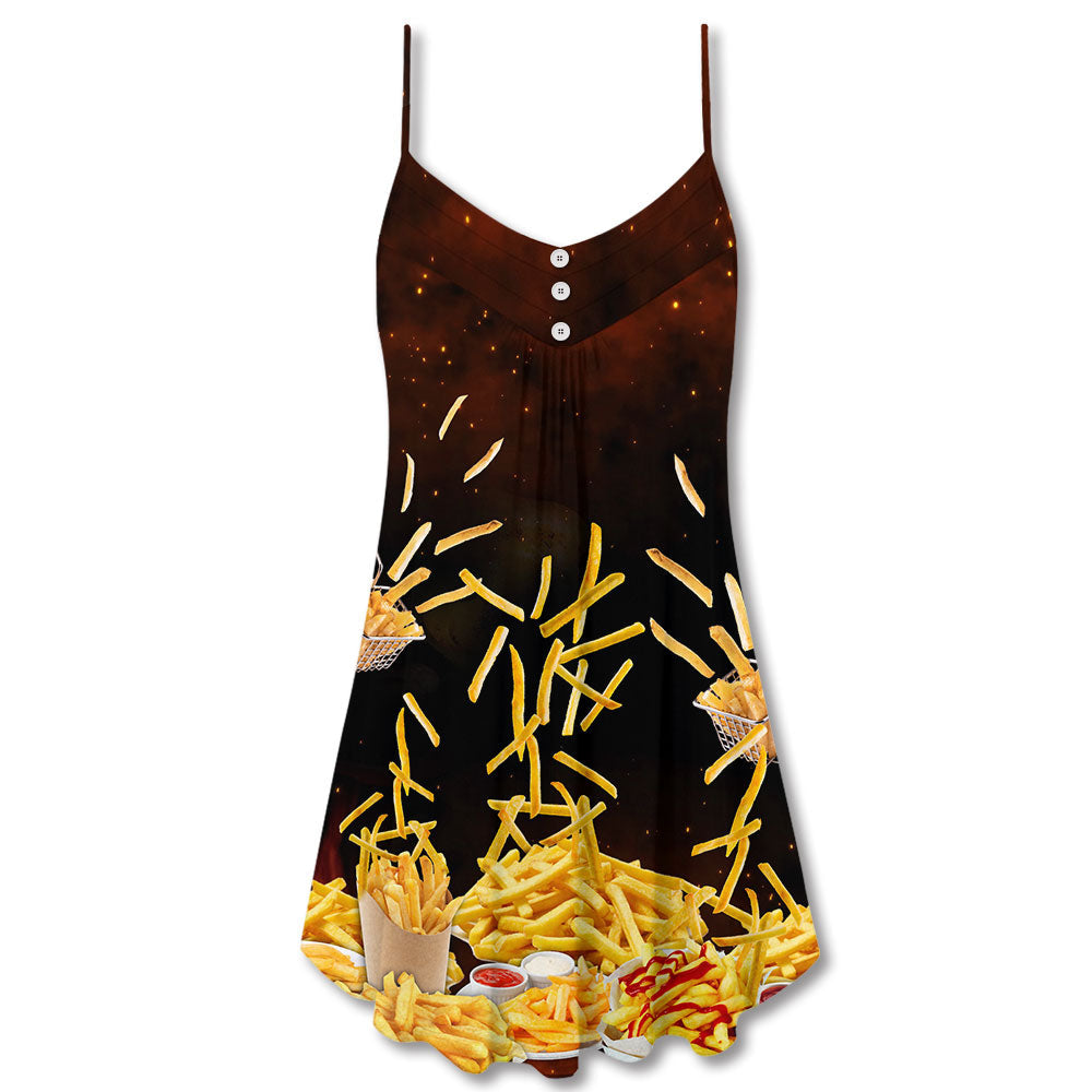 French Fries Fast Food Delight – Women's Summer Sleeveless V-Neck Camisole Dress