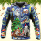 Christmas Cat Playing Starry Night Art – 3D Hoodie