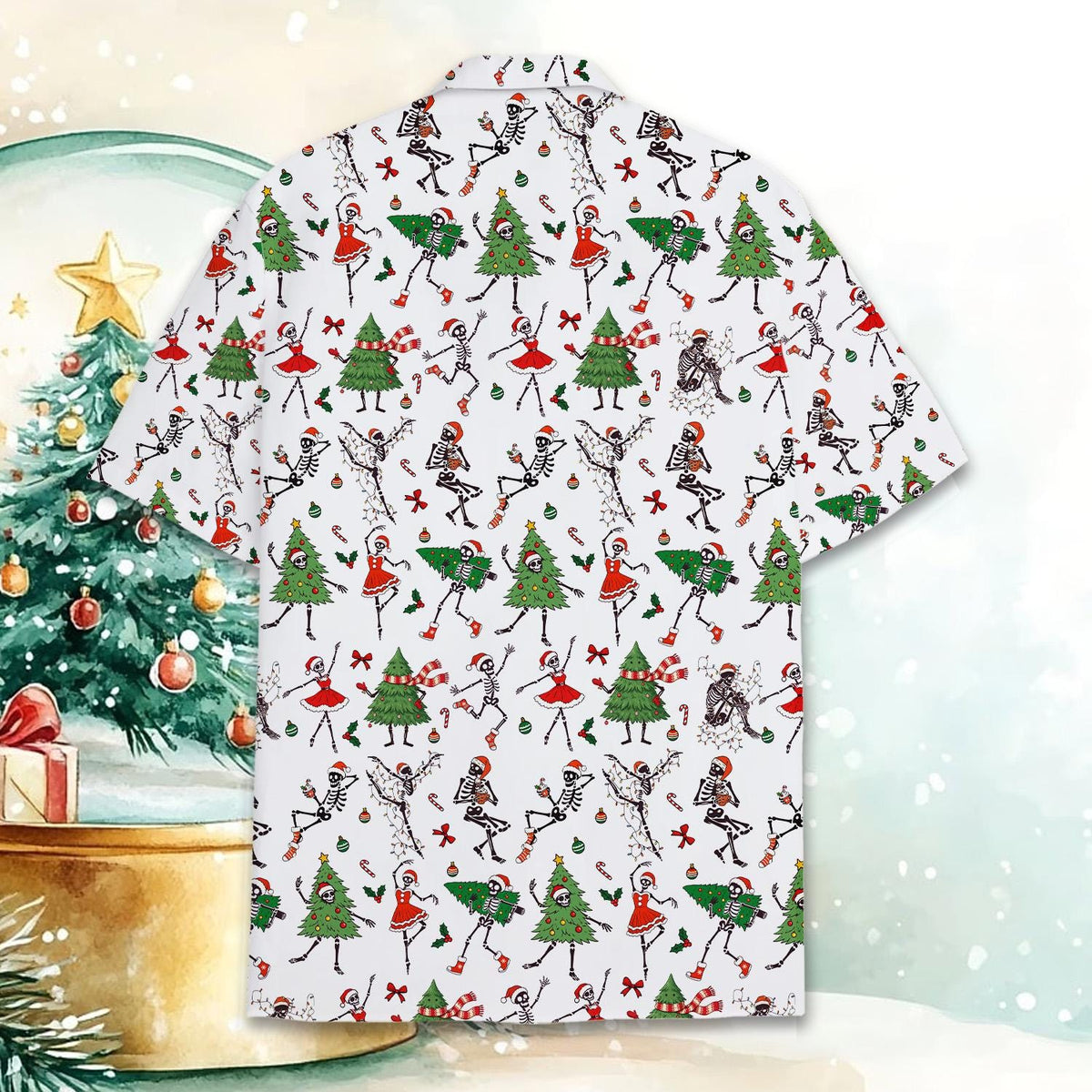 Christmas Skeleton Santa Dancing Tree Holiday – Hawaiian Shirt