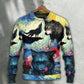 Halloween Black Wolf Starry Night Art – Sweater - Ugly Christmas Sweater