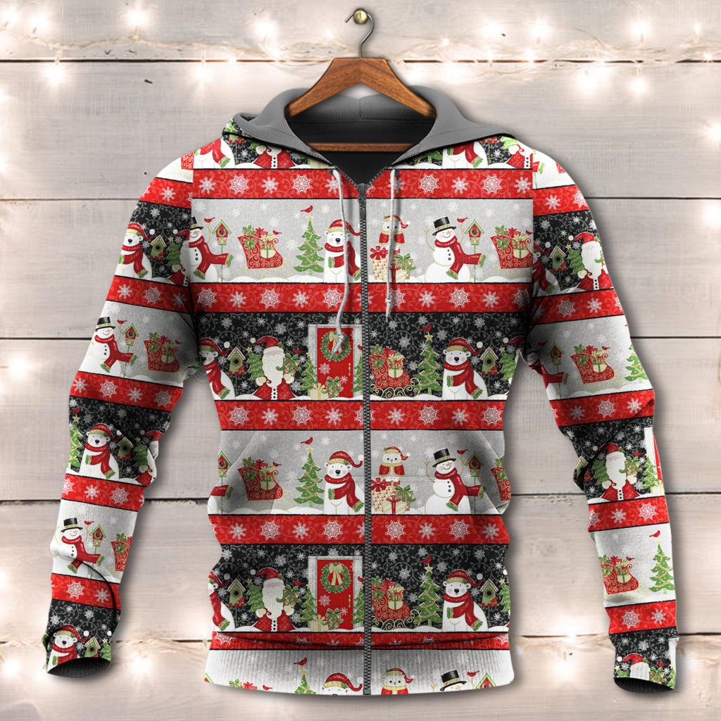 Christmas Santa And Snowman Happy Xmas - Hoodie