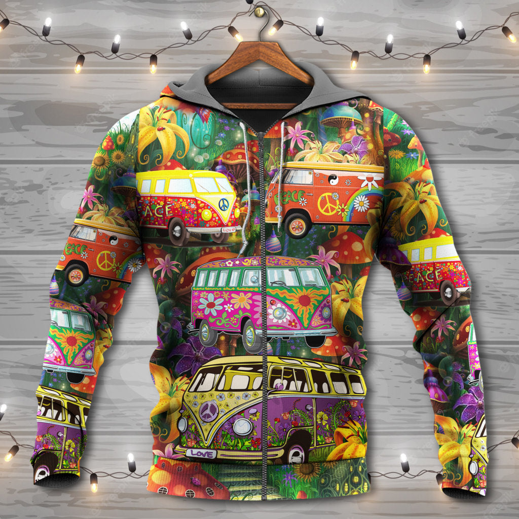 Hippie Peace Bus Colorful Life Style - Hoodie