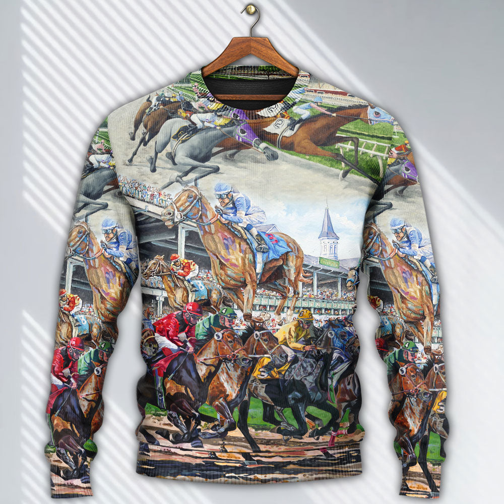 Horse Racing Be Strong Be Brave – Sweater - Ugly Christmas Sweater