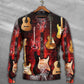 Halloween Abstract Guitar Art Style – Sweater - Ugly Christmas Sweater
