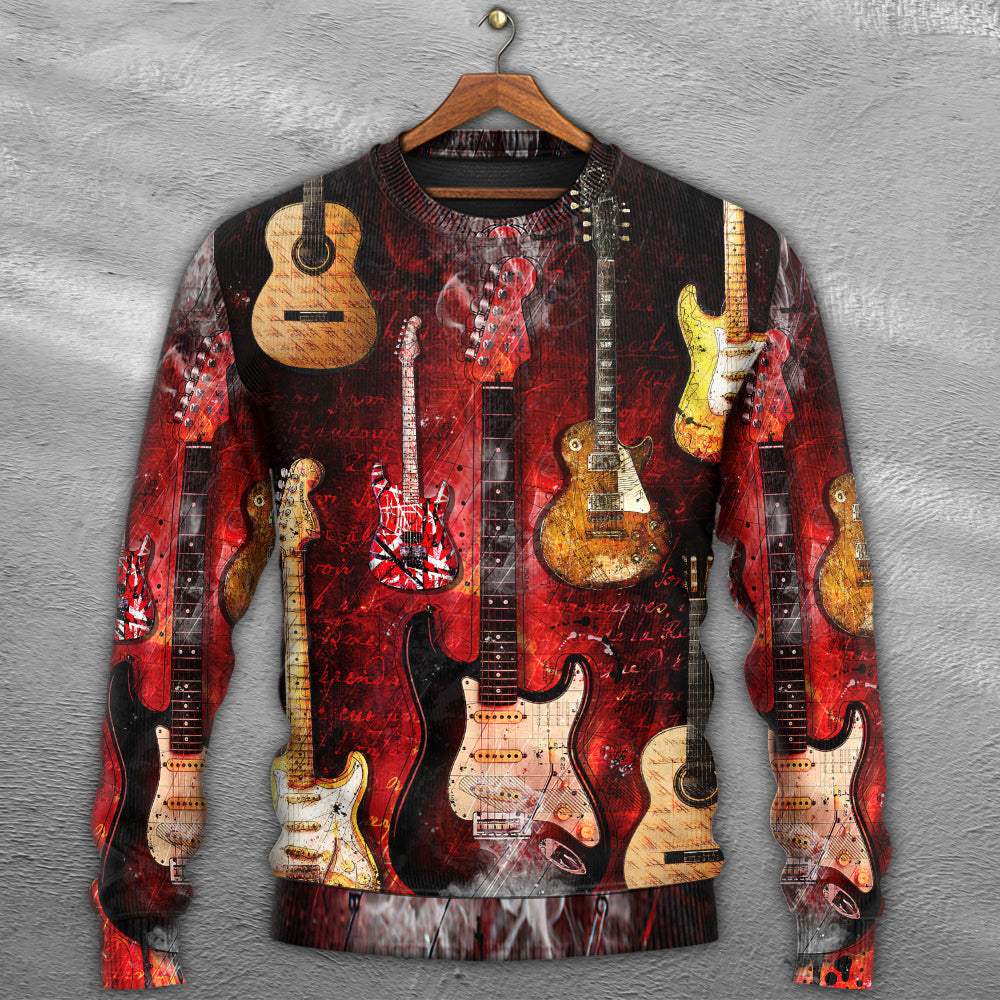 Halloween Abstract Guitar Art Style – Sweater - Ugly Christmas Sweater
