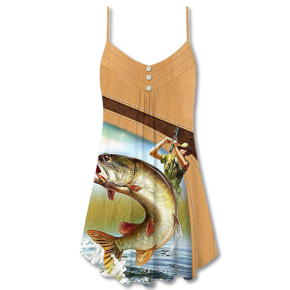 Fishing Old Fisherman Best Catch – Women's Summer Sleeveless V-Neck Camisole Dress