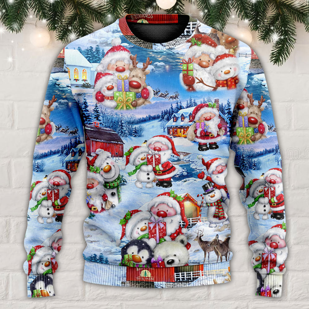 Santa And Snowman Christmas Holiday – Sweater - Ugly Christmas Sweater
